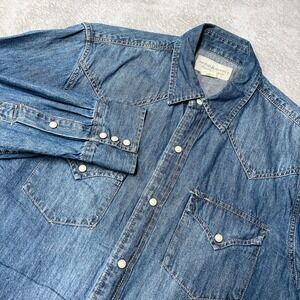 Denim & Supply Ralph Lauren Pearl Snap Chambray Denim Shirt Blue Mens Large